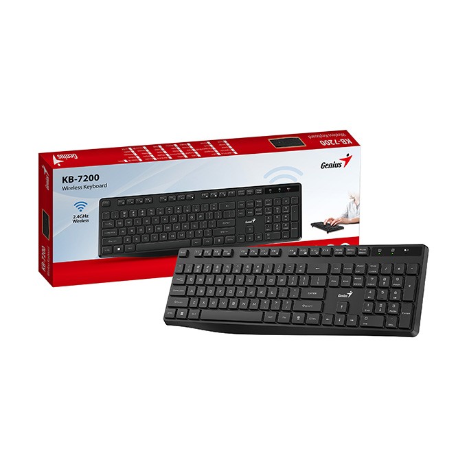Genius KB-7200, klawiatura AAA, CZ/SK, 2.4 [Ghz], bezprzewodowa, czarna