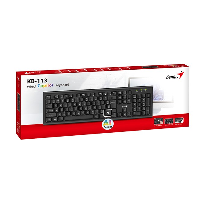 Genius KB-113 COPILOT, klawiatura CZ/SK, klasyczna, przewodowa (USB), czarna