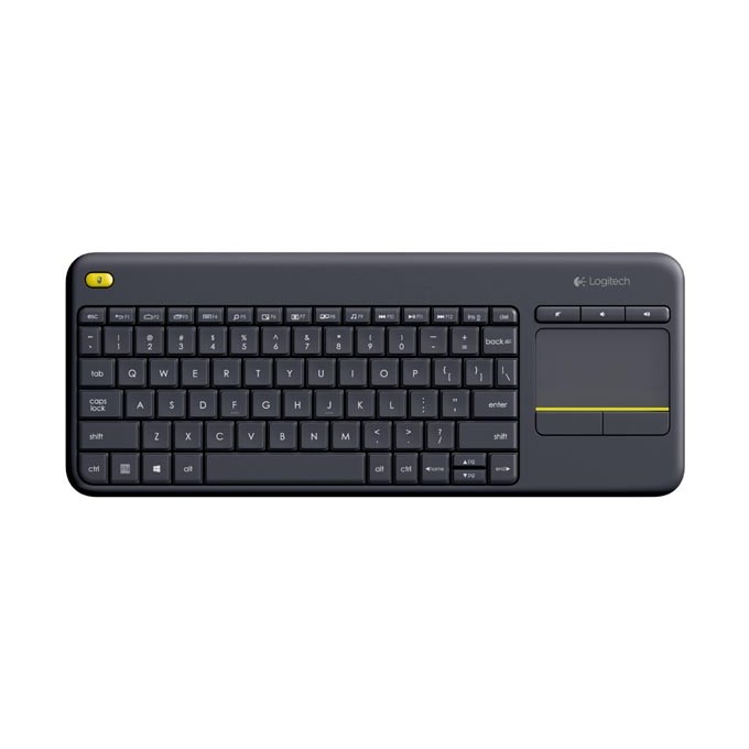 Logitech K400 Plus, klawiatura AA, CZ, multimedialny, 2.4 [GHz], bezprzewodowa, czarna
