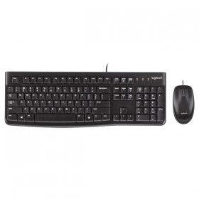 Logitech MK120, zestaw klawiatura z przewodową myszą optyczną, US, klasyczna, przewodowa (USB), czarna
