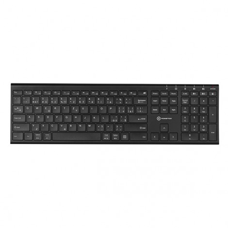 Powerton UltraSlim, klawiatura integrovaná, CZ/SK, Multi-Device rodzaj 2.4 GHz Dongle + Dual Bluetooth, bezprzewodowa, 