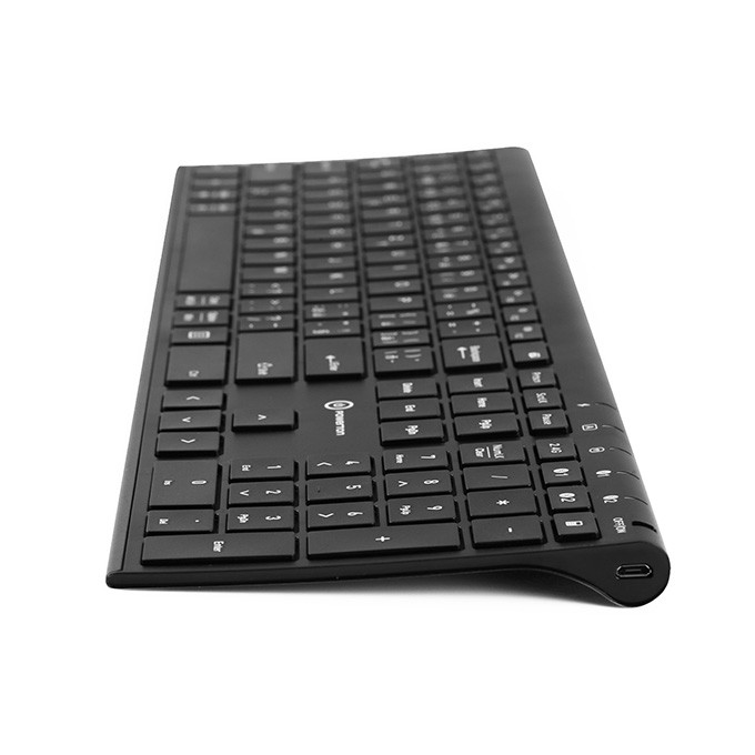 Powerton UltraSlim, klawiatura integrovaná, CZ/SK, Multi-Device rodzaj 2.4 GHz Dongle + Dual Bluetooth, bezprzewodowa, 