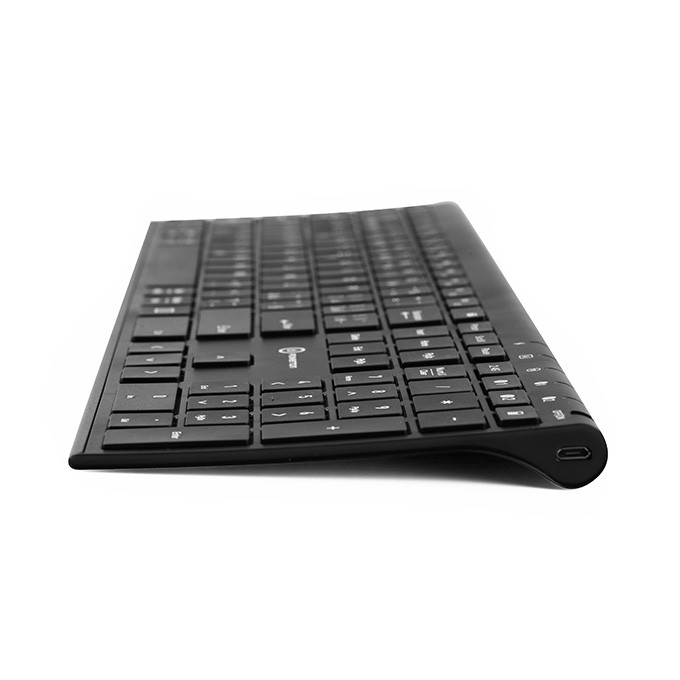 Powerton UltraSlim, klawiatura integrovaná, CZ/SK, Multi-Device rodzaj 2.4 GHz Dongle + Dual Bluetooth, bezprzewodowa, 