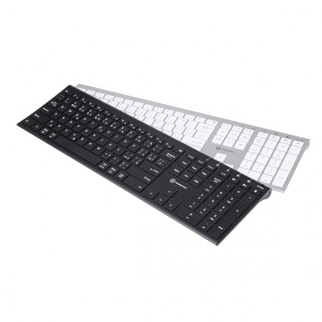 Powerton UltraSlim, klawiatura integrovaná, CZ/SK, Multi-Device rodzaj 2.4 GHz Dongle + Dual Bluetooth, bezprzewodowa, 