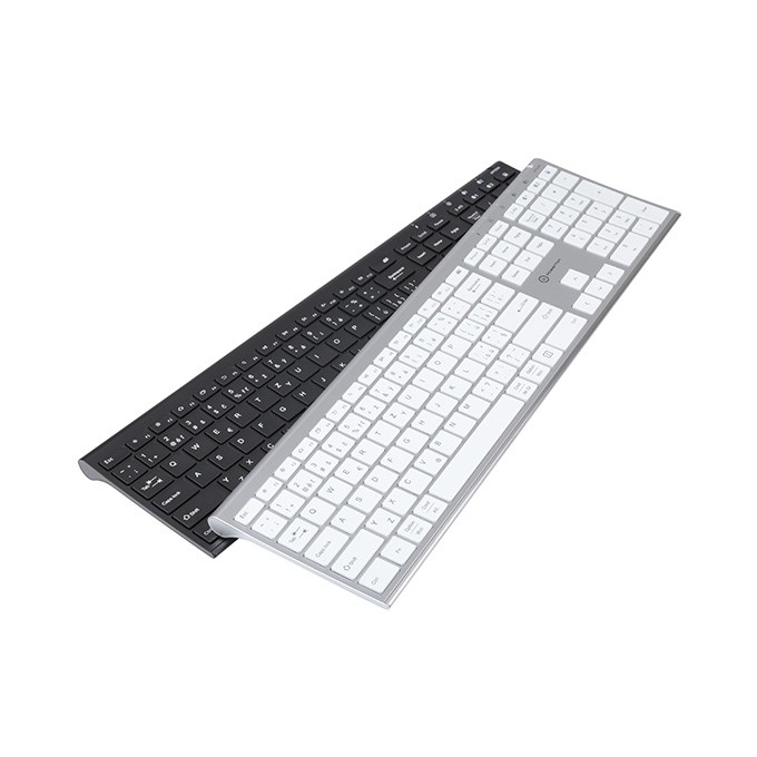 Powerton UltraSlim, klawiatura integrovaná, CZ/SK, Multi-Device rodzaj 2.4 GHz Dongle + Dual Bluetooth, bezprzewodowa, 