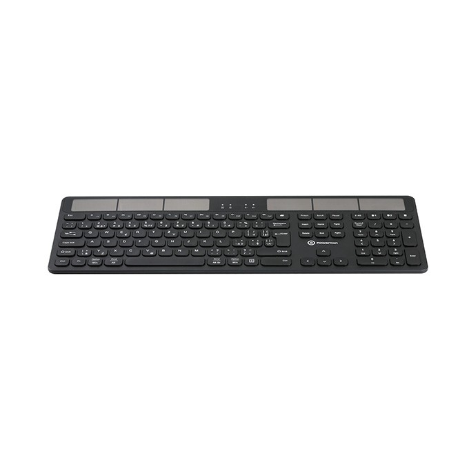 Powerton SolarSlim, Klawiatura zasilana solarnie integrovaná, US, Multi-Device rodzaj 2.4 GHz Dongle + Dual Bluetooth, 