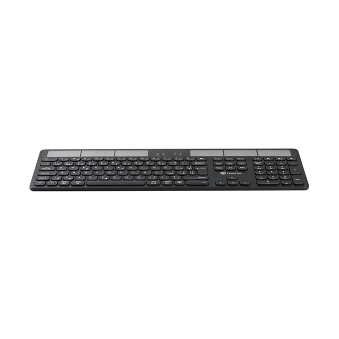 Powerton SolarSlim, Klawiatura zasilana solarnie integrovaná, US, Multi-Device rodzaj 2.4 GHz Dongle + Dual Bluetooth, 