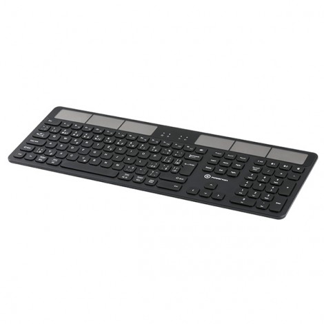 Powerton SolarSlim, Klawiatura zasilana solarnie integrovaná, US, Multi-Device rodzaj 2.4 GHz Dongle + Dual Bluetooth, 