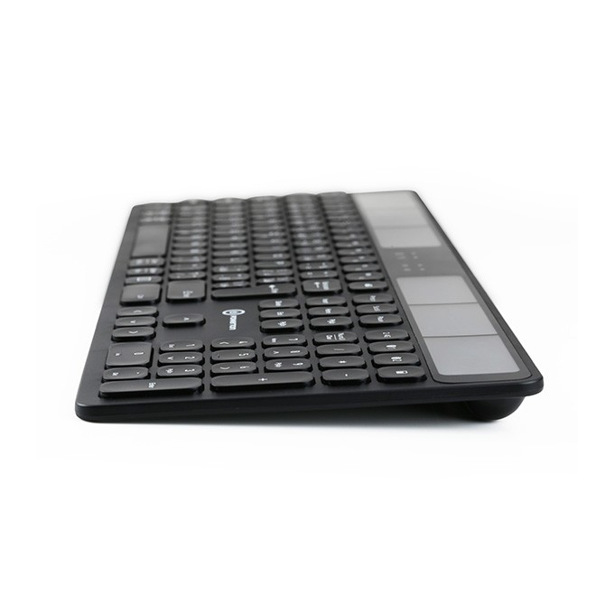 Powerton SolarSlim, Klawiatura zasilana solarnie integrovaná, US, Multi-Device rodzaj 2.4 GHz Dongle + Dual Bluetooth, 