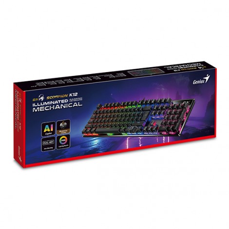 Genius GX Gaming Scorpion K12 Copilot, klawiatura CZ/SK, do gry, przewodowa (USB), czarna, mechaniczna Genius GX Gaming Scorpion K12 Copilot, klawiatura CZ/SK, do gry, przewodowa (USB), czarna, mechaniczna