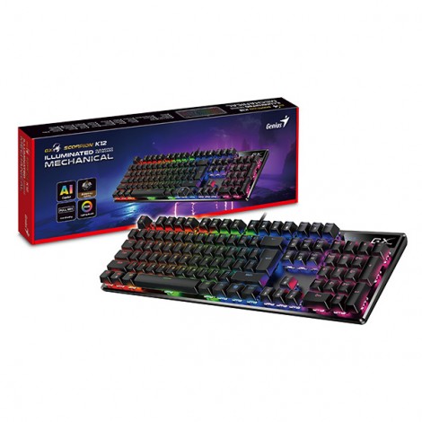 Genius GX Gaming Scorpion K12 Copilot, klawiatura CZ/SK, do gry, przewodowa (USB), czarna, mechaniczna Genius GX Gaming Scorpion K12 Copilot, klawiatura CZ/SK, do gry, przewodowa (USB), czarna, mechaniczna