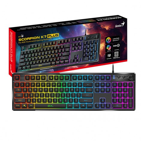Genius GX Gaming Scorpion K7 Plus, klawiatura CZ/SK, do gry, przewodowa (USB), czarna, COPILOT Genius GX Gaming Scorpion K7 Plus, klawiatura CZ/SK, do gry, przewodowa (USB), czarna, COPILOT