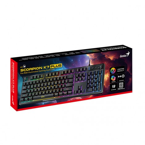 Genius GX Gaming Scorpion K7 Plus, klawiatura CZ/SK, do gry, przewodowa (USB), czarna, COPILOT Genius GX Gaming Scorpion K7 Plus, klawiatura CZ/SK, do gry, przewodowa (USB), czarna, COPILOT