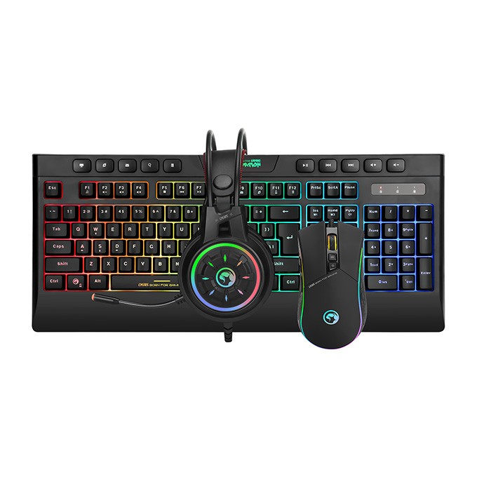 Marvo CM305, RGB zestaw klawiatura + mysz i słuchawki dla graczy, US, do gry, membranowa rodzaj przewodowa (USB), 