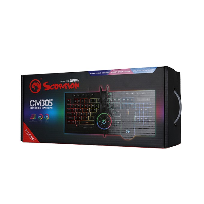 Marvo CM305, RGB zestaw klawiatura + mysz i słuchawki dla graczy, US, do gry, membranowa rodzaj przewodowa (USB), 
