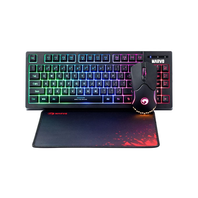 Marvo CM310 EN, RGB zestaw klawiatura + mysz i podkładka dla graczy, US, do gry, membranowa rodzaj przewodowa (USB), 