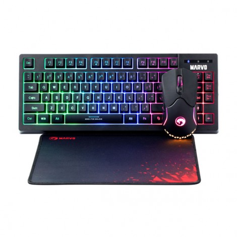 Marvo CM310 EN, RGB zestaw klawiatura + mysz i podkładka dla graczy, US, do gry, membranowa rodzaj przewodowa (USB), 