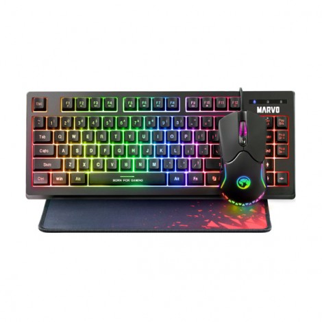 Marvo CM310 EN, RGB zestaw klawiatura + mysz i podkładka dla graczy, US, do gry, membranowa rodzaj przewodowa (USB), 