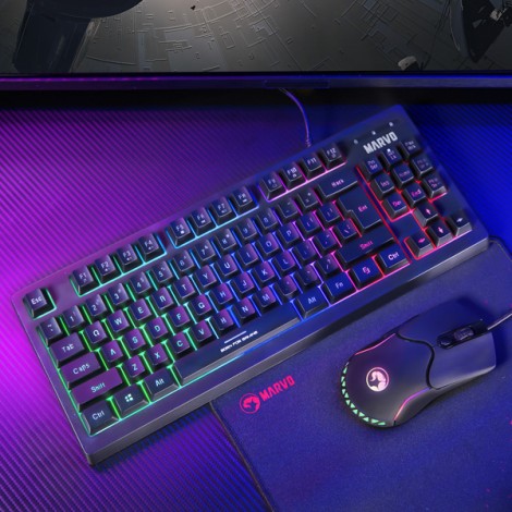 Marvo CM310 EN, RGB zestaw klawiatura + mysz i podkładka dla graczy, US, do gry, membranowa rodzaj przewodowa (USB), Marvo CM310 EN, RGB zestaw klawiatura + mysz i podkładka dla graczy, US, do gry, membranowa rodzaj przewodowa (USB),