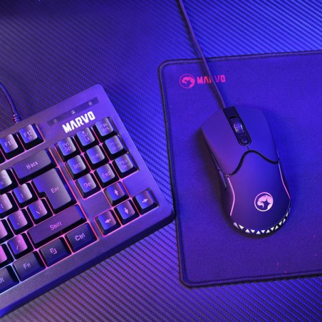 Marvo CM310 EN, RGB zestaw klawiatura + mysz i podkładka dla graczy, US, do gry, membranowa rodzaj przewodowa (USB), 