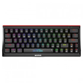 Marvo HECATE 61WR, klawiatura US, do gry, Tri-mode, czarna, mechaniczna, Podświetlenie Rainbow, czerwone przełączniki