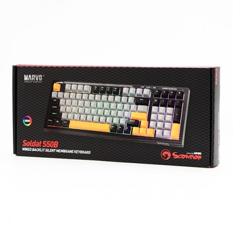 Marvo SOLDAT S50B, klawiatura US, do gry, przewodowa (USB), czarna, podświetlenie Marvo SOLDAT S50B, klawiatura US, do gry, przewodowa (USB), czarna, podświetlenie