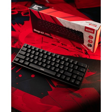 Marvo SHOGO 63, klawiatura US, do gry, przewodowa (USB), czarna, mechaniczna, podświetlenie Marvo SHOGO 63, klawiatura US, do gry, przewodowa (USB), czarna, mechaniczna, podświetlenie