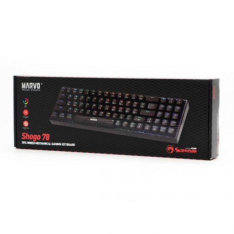 Marvo SHOGO 78, klawiatura US, do gry, przewodowa (USB), czarna, mechaniczna, podświetlenie Marvo SHOGO 78, klawiatura US, do gry, przewodowa (USB), czarna, mechaniczna, podświetlenie