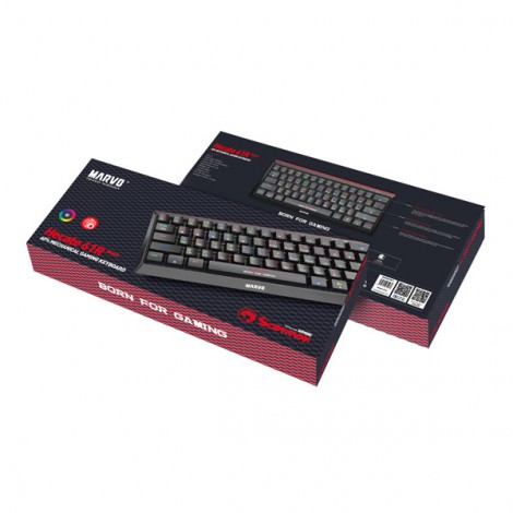 Marvo HECATE 61B, klawiatura US, do gry, przewodowa (USB), czarna, mechaniczna, RGB, niebieskie przełączniki Marvo HECATE 61B, klawiatura US, do gry, przewodowa (USB), czarna, mechaniczna, RGB, niebieskie przełączniki