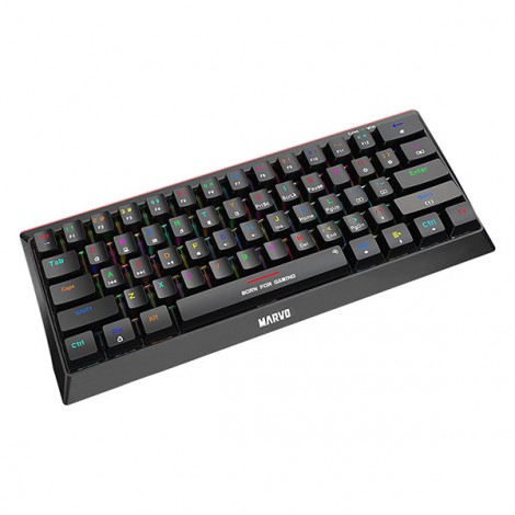 Marvo HECATE 61R, klawiatura US, do gry, przewodowa (USB), czarna, mechaniczna, RGB, czerwone przełączniki Marvo HECATE 61R, klawiatura US, do gry, przewodowa (USB), czarna, mechaniczna, RGB, czerwone przełączniki