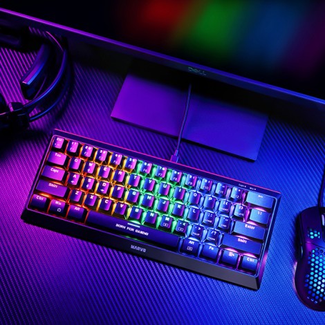Marvo HECATE 61R, klawiatura US, do gry, przewodowa (USB), czarna, mechaniczna, RGB, czerwone przełączniki Marvo HECATE 61R, klawiatura US, do gry, przewodowa (USB), czarna, mechaniczna, RGB, czerwone przełączniki