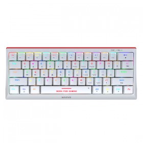 Marvo HECATE 61R, klawiatura US, do gry, przewodowa (USB), biała, mechaniczna, RGB, czerwone przełączniki