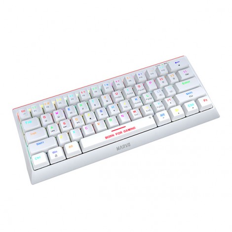 Marvo HECATE 61R, klawiatura US, do gry, przewodowa (USB), biała, mechaniczna, RGB, czerwone przełączniki Marvo HECATE 61R, klawiatura US, do gry, przewodowa (USB), biała, mechaniczna, RGB, czerwone przełączniki