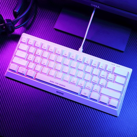 Marvo HECATE 61R, klawiatura US, do gry, przewodowa (USB), biała, mechaniczna, RGB, czerwone przełączniki Marvo HECATE 61R, klawiatura US, do gry, przewodowa (USB), biała, mechaniczna, RGB, czerwone przełączniki
