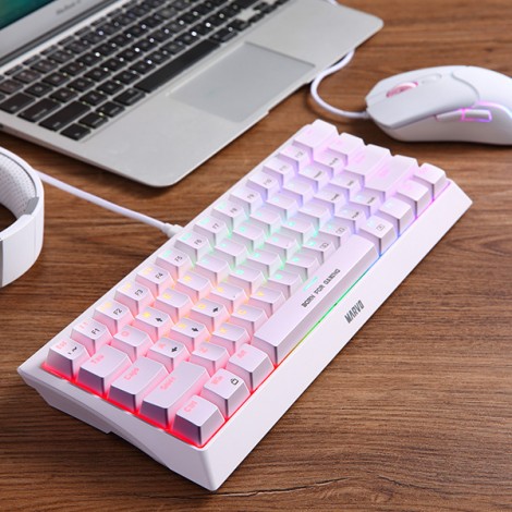 Marvo HECATE 61R, klawiatura US, do gry, przewodowa (USB), biała, mechaniczna, RGB, czerwone przełączniki Marvo HECATE 61R, klawiatura US, do gry, przewodowa (USB), biała, mechaniczna, RGB, czerwone przełączniki