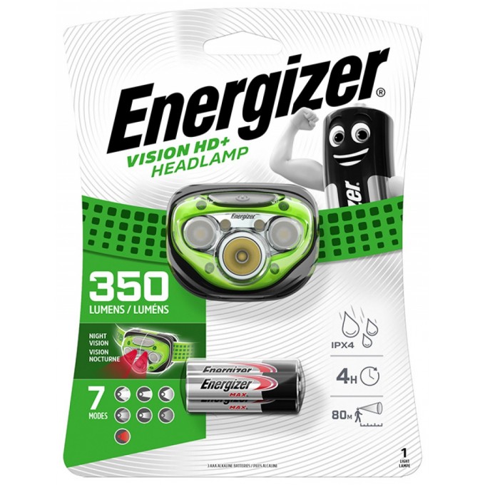 Latarka czołowa ENERGIZER Vision HD Plus Headlight + 3szt. baterii AAA, czarna