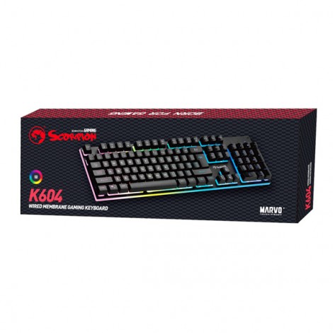 Marvo SOLDAT 20, Klawiatura US, do gry, membranowa rodzaj przewodowa (USB), czarna, podświetlona Marvo SOLDAT 20, Klawiatura US, do gry, membranowa rodzaj przewodowa (USB), czarna, podświetlona