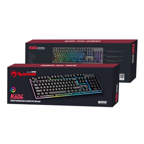 Marvo SOLDAT 20, Klawiatura US, do gry, membranowa rodzaj przewodowa (USB), czarna, podświetlona Marvo SOLDAT 20, Klawiatura US, do gry, membranowa rodzaj przewodowa (USB), czarna, podświetlona