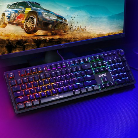 Marvo KG954 EN, klawiatura US, do gry, mechaniczna rodzaj przewodowa (USB), czarna, tak, podświetlona Marvo KG954 EN, klawiatura US, do gry, mechaniczna rodzaj przewodowa (USB), czarna, tak, podświetlona