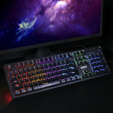 Marvo KG954 EN, klawiatura US, do gry, mechaniczna rodzaj przewodowa (USB), czarna, tak, podświetlona Marvo KG954 EN, klawiatura US, do gry, mechaniczna rodzaj przewodowa (USB), czarna, tak, podświetlona