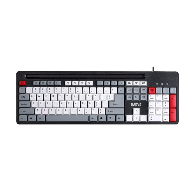 Marvo KB005, klawiatura US, klasyczna, przewodowa (USB), czarno-czerwona