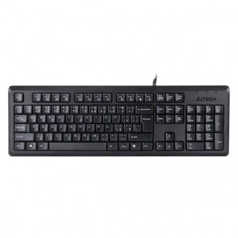 A4Tech KR-92, klawiatura CZ/US, klasyczna, odporna na zalanie rodzaj przewodowa (USB), czarna