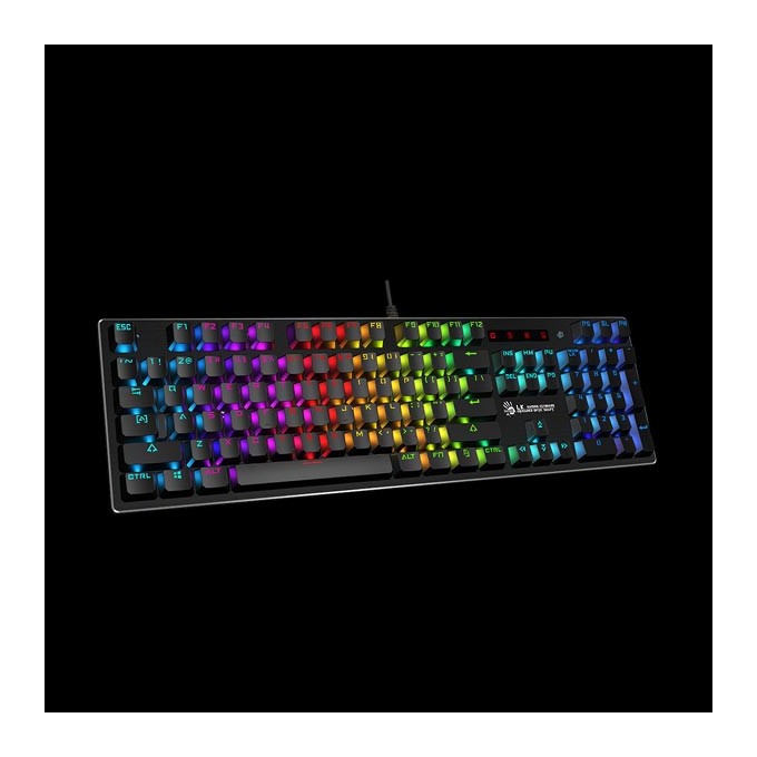 A4Tech B820R, klawiatura CZ, do gry, podświetlona rodzaj przewodowa (USB), czarna, mechaniczna