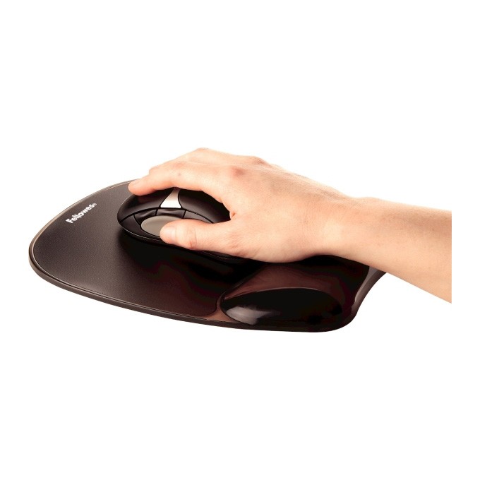 Podkładka pod mysz i nadgarstek Fellowes Crystal, ergonomiczna żelowa, czarna, 1.4 cm, Fellowes