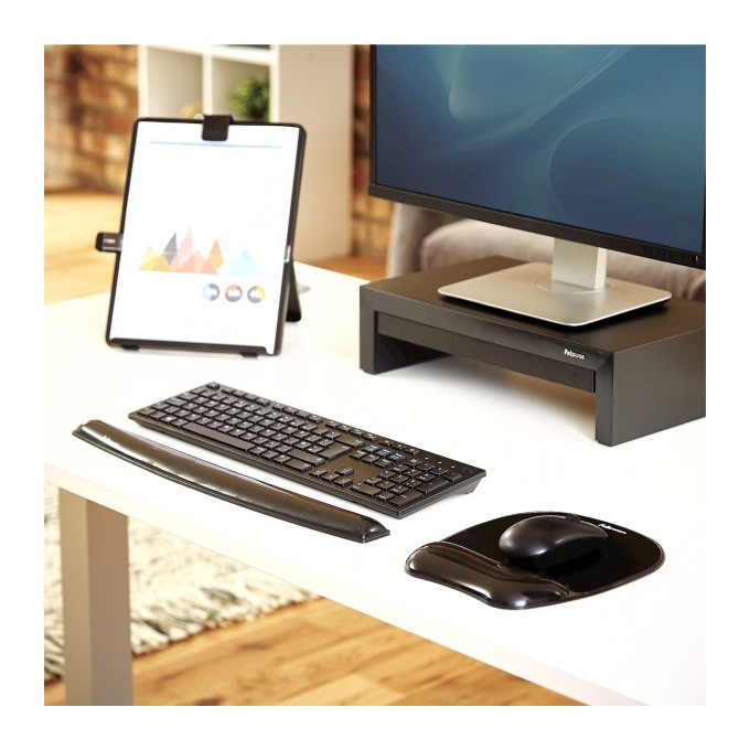 Podkładka pod mysz i nadgarstek Fellowes Crystal, ergonomiczna żelowa, czarna, 1.4 cm, Fellowes