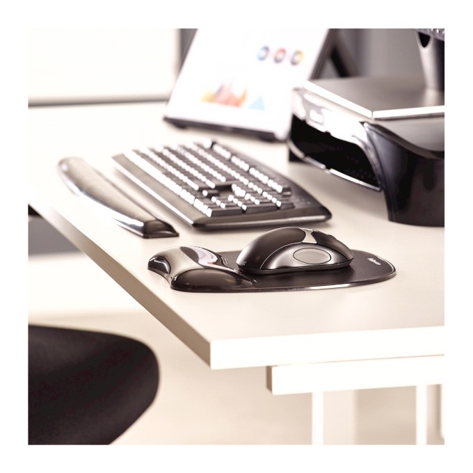 Podkładka pod mysz i nadgarstek Fellowes Crystal, ergonomiczna żelowa, czarna, 1.4 cm, Fellowes