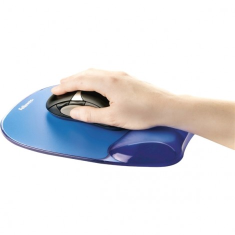 Podkładka pod mysz i nadgarstek Fellowes Crystal, ergonomiczna żelowa, niebieska, 1.4 cm, Fellowes Podkładka pod mysz i nadgarstek Fellowes Crystal, ergonomiczna żelowa, niebieska, 1.4 cm, Fellowes