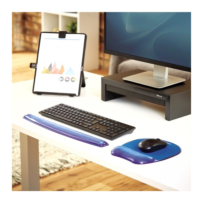Podkładka pod mysz i nadgarstek Fellowes Crystal, ergonomiczna żelowa, niebieska, 1.4 cm, Fellowes