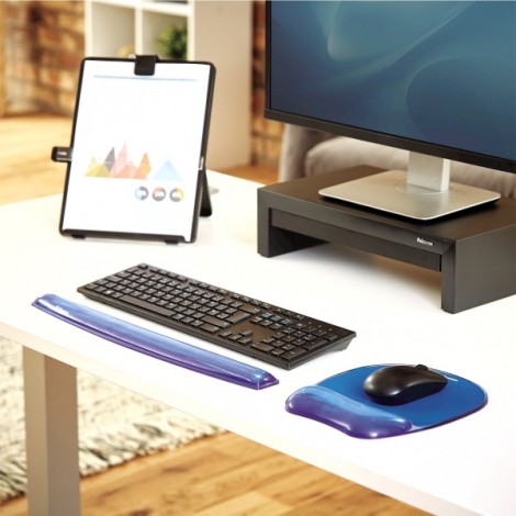 Podkładka pod mysz i nadgarstek Fellowes Crystal, ergonomiczna żelowa, niebieska, 1.4 cm, Fellowes Podkładka pod mysz i nadgarstek Fellowes Crystal, ergonomiczna żelowa, niebieska, 1.4 cm, Fellowes