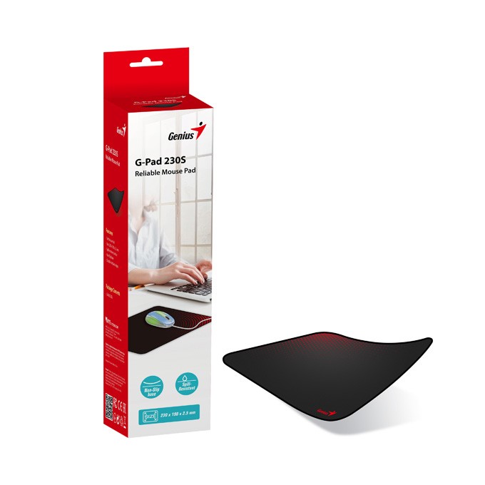 Podkładka pod mysz G-Pad 230S, tkanina, czarno-czerwona, 2,5 mm, Genius